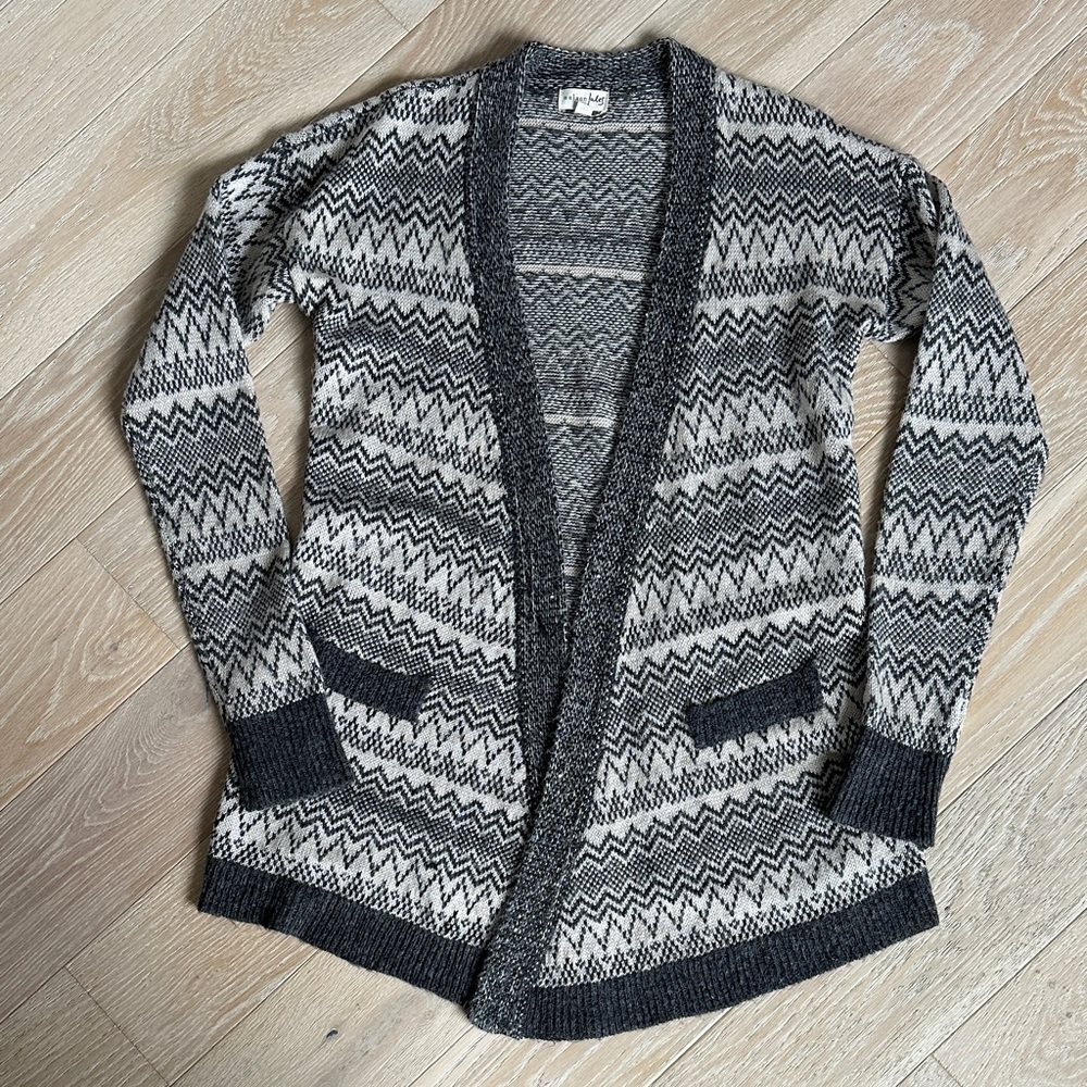 Maison Jules Metallic Flecked Knit Grey Gray Cardigan Sweater Size Medium